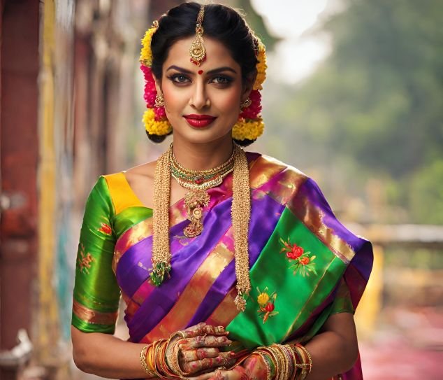 Best Saree Online Green & Pink Paithani Saree Cotton Silk Fancy Saree For  Women With Saree Blouse